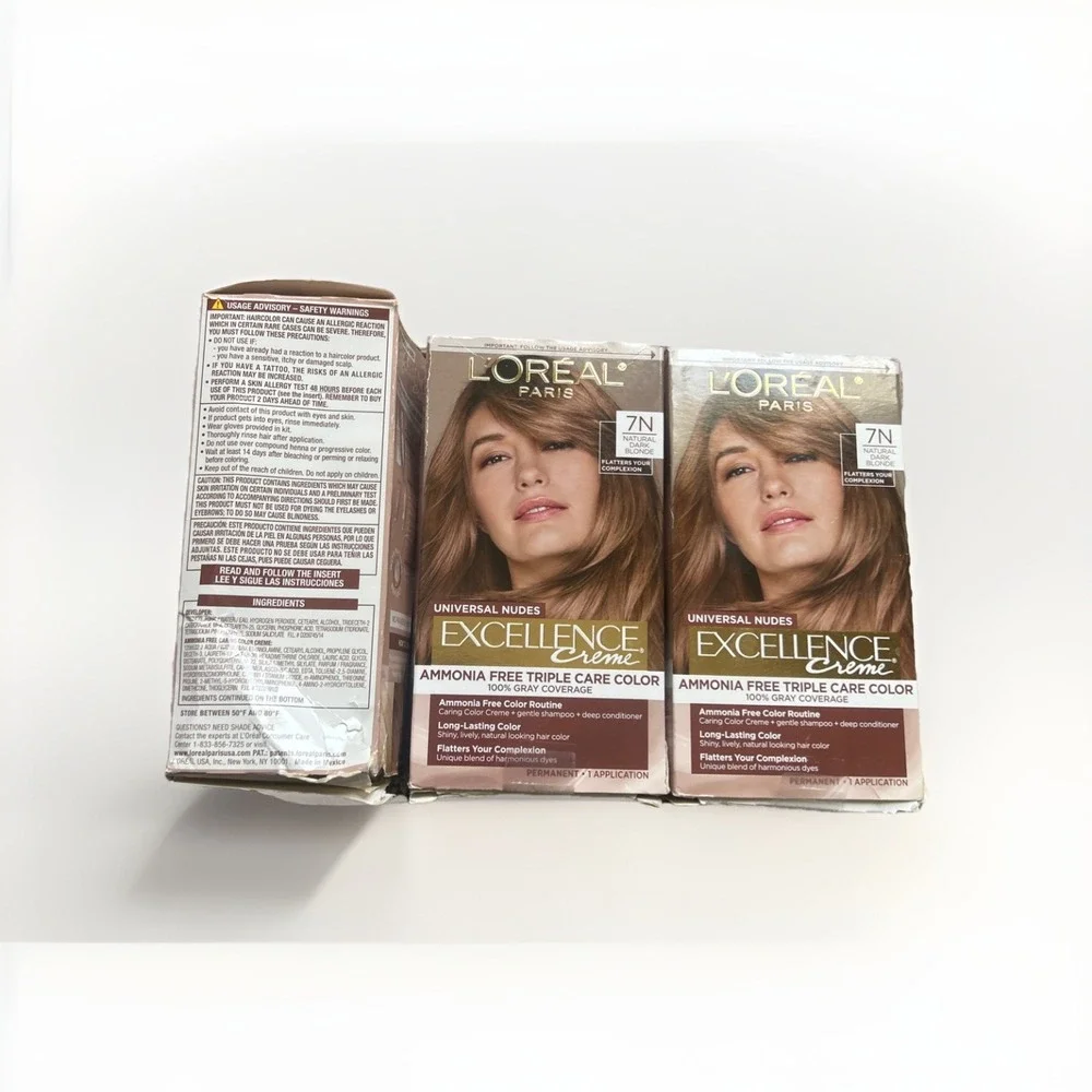L'Oreal Universal Nudes Permanent Color 7N Natural Dark Blonde 3‎ Pk damaged box